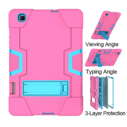 For Samsung Galaxy Tab S6 Lite P610 Contrast Color Robot Shockproof Silicon + PC Protective Case with Holder(Rose Red + Blue) - Tab S6 Lite P610 / P615 by buy2fix | Online Shopping UK | buy2fix