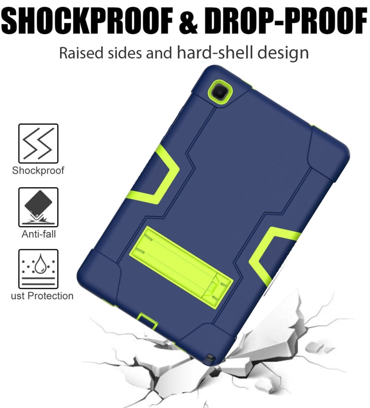 For Samsung Galaxy Tab A7 10.4 (2020) T500 Contrast Color Robot Shockproof Silicon + PC Protective Case with Holder(Navy Blue + Yellow-green) - Other Galaxy Tab PC by buy2fix | Online Shopping UK | buy2fix