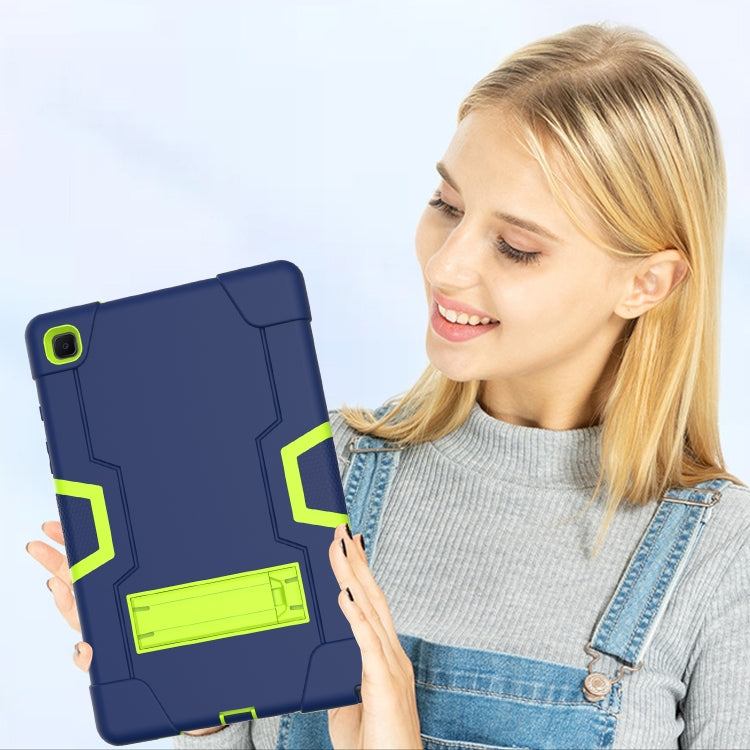 For Samsung Galaxy Tab A7 10.4 (2020) T500 Contrast Color Robot Shockproof Silicon + PC Protective Case with Holder(Navy Blue + Yellow-green) - Other Galaxy Tab PC by buy2fix | Online Shopping UK | buy2fix