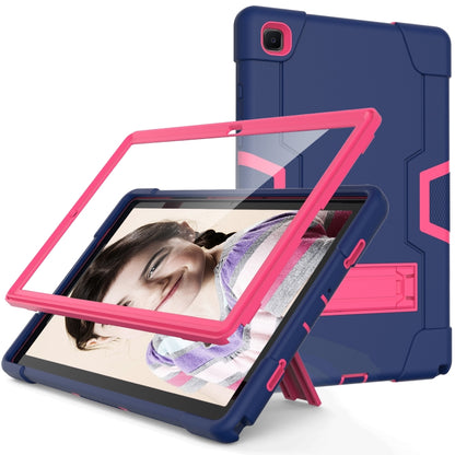 For Samsung Galaxy Tab A7 10.4 (2020) T500 Contrast Color Robot Shockproof Silicon + PC Protective Case with Holder(Navy Blue + Rose Red) - Other Galaxy Tab PC by buy2fix | Online Shopping UK | buy2fix