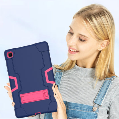 For Samsung Galaxy Tab A7 10.4 (2020) T500 Contrast Color Robot Shockproof Silicon + PC Protective Case with Holder(Navy Blue + Rose Red) - Other Galaxy Tab PC by buy2fix | Online Shopping UK | buy2fix