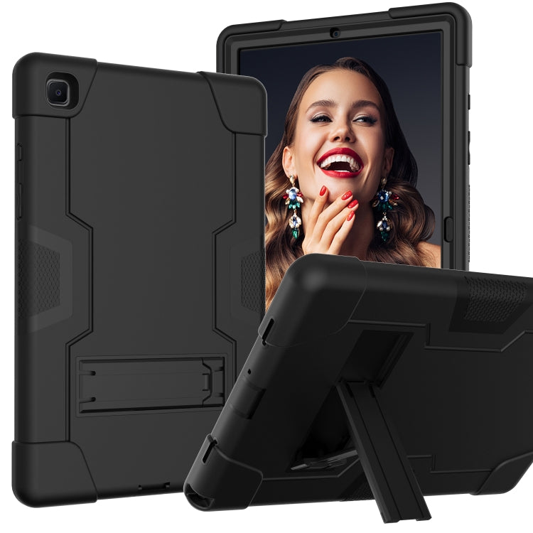 For Samsung Galaxy Tab A7 10.4 (2020) T500 Contrast Color Robot Shockproof Silicon + PC Protective Case with Holder(Black) - Other Galaxy Tab PC by buy2fix | Online Shopping UK | buy2fix