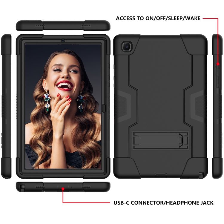 For Samsung Galaxy Tab A7 10.4 (2020) T500 Contrast Color Robot Shockproof Silicon + PC Protective Case with Holder(Black) - Other Galaxy Tab PC by buy2fix | Online Shopping UK | buy2fix