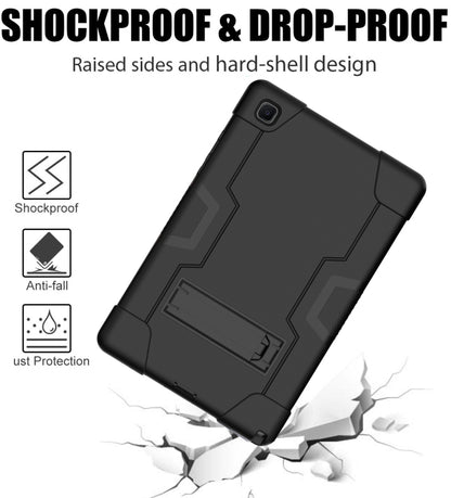 For Samsung Galaxy Tab A7 10.4 (2020) T500 Contrast Color Robot Shockproof Silicon + PC Protective Case with Holder(Black) - Other Galaxy Tab PC by buy2fix | Online Shopping UK | buy2fix
