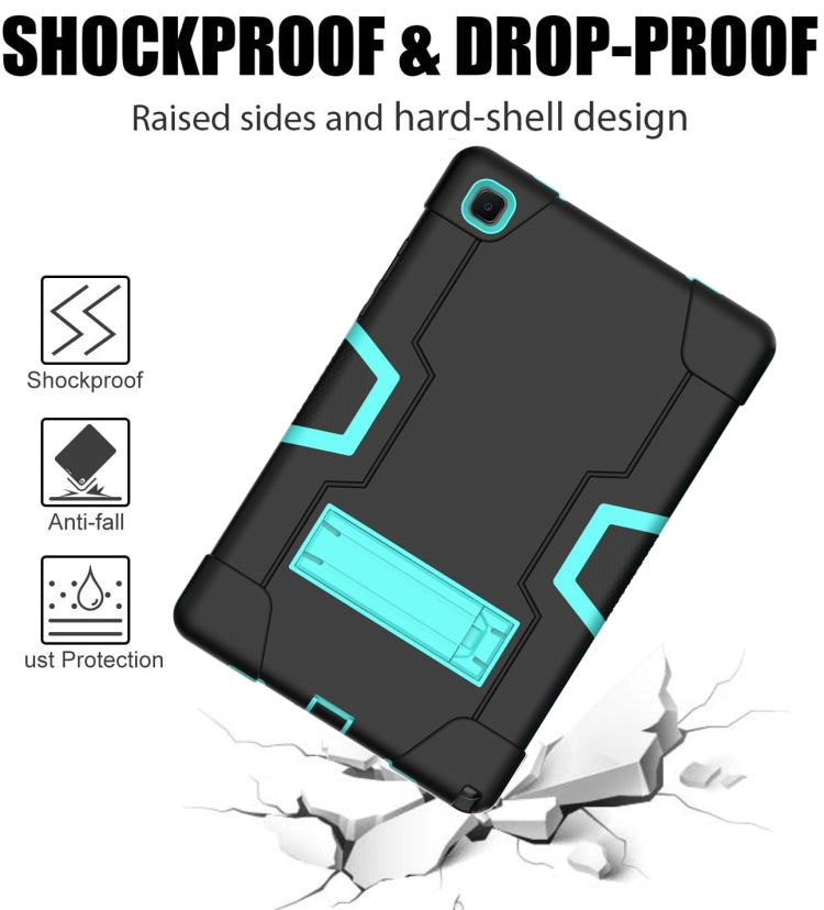 For Samsung Galaxy Tab A7 10.4 (2020) T500 Contrast Color Robot Shockproof Silicon + PC Protective Case with Holder(Black + Mint Green) - Other Galaxy Tab PC by buy2fix | Online Shopping UK | buy2fix
