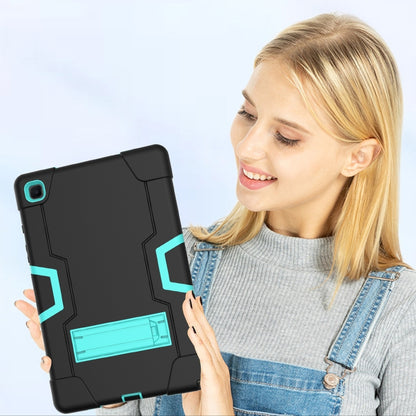 For Samsung Galaxy Tab A7 10.4 (2020) T500 Contrast Color Robot Shockproof Silicon + PC Protective Case with Holder(Black + Mint Green) - Other Galaxy Tab PC by buy2fix | Online Shopping UK | buy2fix