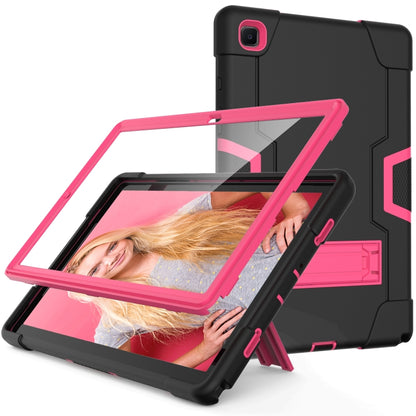 For Samsung Galaxy Tab A7 10.4 (2020) T500 Contrast Color Robot Shockproof Silicon + PC Protective Case with Holder(Black + Rose Red) - Other Galaxy Tab PC by buy2fix | Online Shopping UK | buy2fix