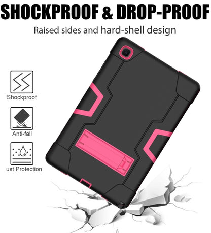 For Samsung Galaxy Tab A7 10.4 (2020) T500 Contrast Color Robot Shockproof Silicon + PC Protective Case with Holder(Black + Rose Red) - Other Galaxy Tab PC by buy2fix | Online Shopping UK | buy2fix