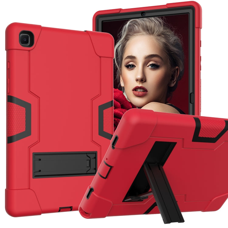 For Samsung Galaxy Tab A7 10.4 (2020) T500 Contrast Color Robot Shockproof Silicon + PC Protective Case with Holder(Red + Black) - Other Galaxy Tab PC by buy2fix | Online Shopping UK | buy2fix