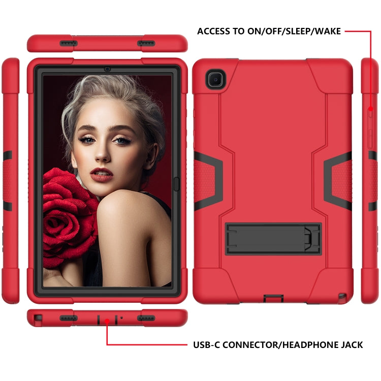 For Samsung Galaxy Tab A7 10.4 (2020) T500 Contrast Color Robot Shockproof Silicon + PC Protective Case with Holder(Red + Black) - Other Galaxy Tab PC by buy2fix | Online Shopping UK | buy2fix