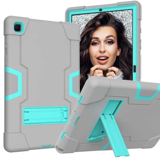 For Samsung Galaxy Tab A7 10.4 (2020) T500 Contrast Color Robot Shockproof Silicon + PC Protective Case with Holder(Grey + Mint Green) - Other Galaxy Tab PC by buy2fix | Online Shopping UK | buy2fix