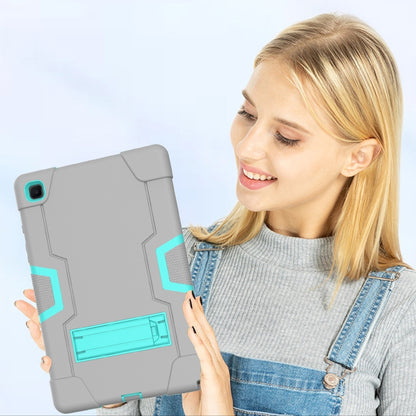 For Samsung Galaxy Tab A7 10.4 (2020) T500 Contrast Color Robot Shockproof Silicon + PC Protective Case with Holder(Grey + Mint Green) - Other Galaxy Tab PC by buy2fix | Online Shopping UK | buy2fix
