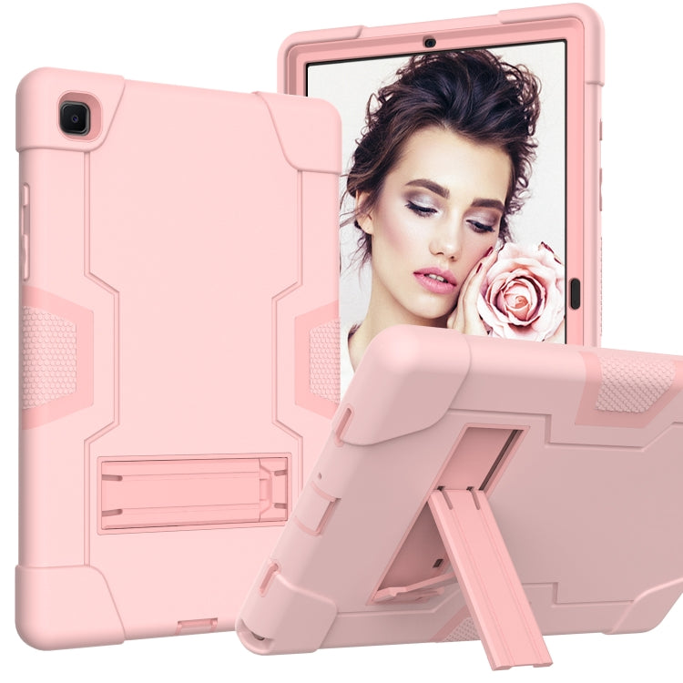 For Samsung Galaxy Tab A7 10.4 (2020) T500 Contrast Color Robot Shockproof Silicon + PC Protective Case with Holder(Rose Gold) - Other Galaxy Tab PC by buy2fix | Online Shopping UK | buy2fix