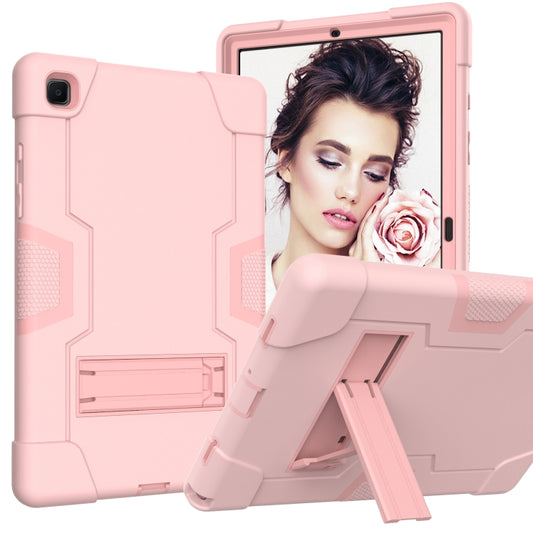 For Samsung Galaxy Tab A7 10.4 (2020) T500 Contrast Color Robot Shockproof Silicon + PC Protective Case with Holder(Rose Gold) - Other Galaxy Tab PC by buy2fix | Online Shopping UK | buy2fix