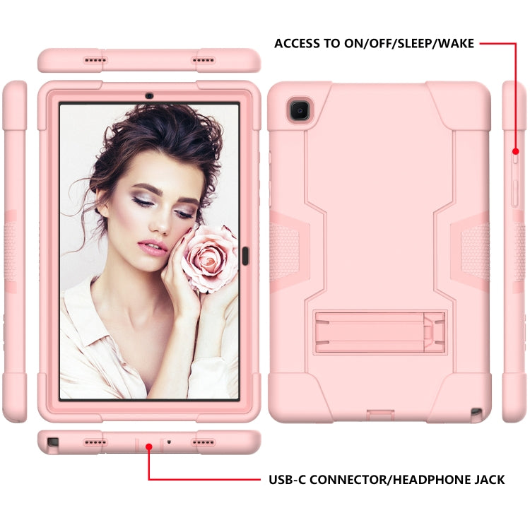 For Samsung Galaxy Tab A7 10.4 (2020) T500 Contrast Color Robot Shockproof Silicon + PC Protective Case with Holder(Rose Gold) - Other Galaxy Tab PC by buy2fix | Online Shopping UK | buy2fix