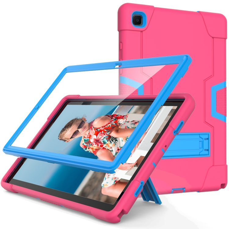 For Samsung Galaxy Tab A7 10.4 (2020) T500 Contrast Color Robot Shockproof Silicon + PC Protective Case with Holder(Rose Red + Blue) - Other Galaxy Tab PC by buy2fix | Online Shopping UK | buy2fix