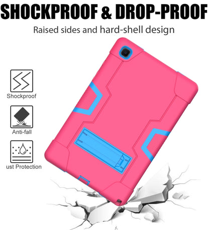 For Samsung Galaxy Tab A7 10.4 (2020) T500 Contrast Color Robot Shockproof Silicon + PC Protective Case with Holder(Rose Red + Blue) - Other Galaxy Tab PC by buy2fix | Online Shopping UK | buy2fix