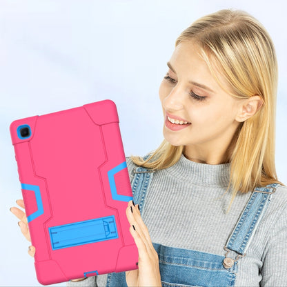 For Samsung Galaxy Tab A7 10.4 (2020) T500 Contrast Color Robot Shockproof Silicon + PC Protective Case with Holder(Rose Red + Blue) - Other Galaxy Tab PC by buy2fix | Online Shopping UK | buy2fix