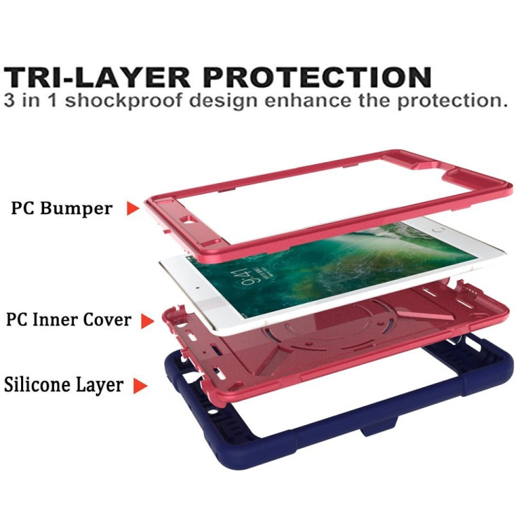 Contrast Color Silicone + PC Combination Case with Holder For iPad mini 3(Navy Blue + Rose Red) - iPad Mini 4 & 3 & 2 & 1 Cases by buy2fix | Online Shopping UK | buy2fix