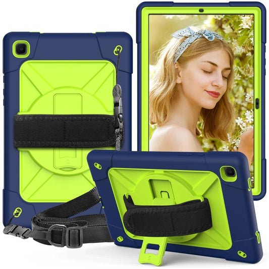 For Samsung Galaxy Tab A7 10.4 (2020) T500 Contrast Color Silicone + PC Combination Case with Holder(Navy Blue + Yellow-green) - Other Galaxy Tab PC by buy2fix | Online Shopping UK | buy2fix