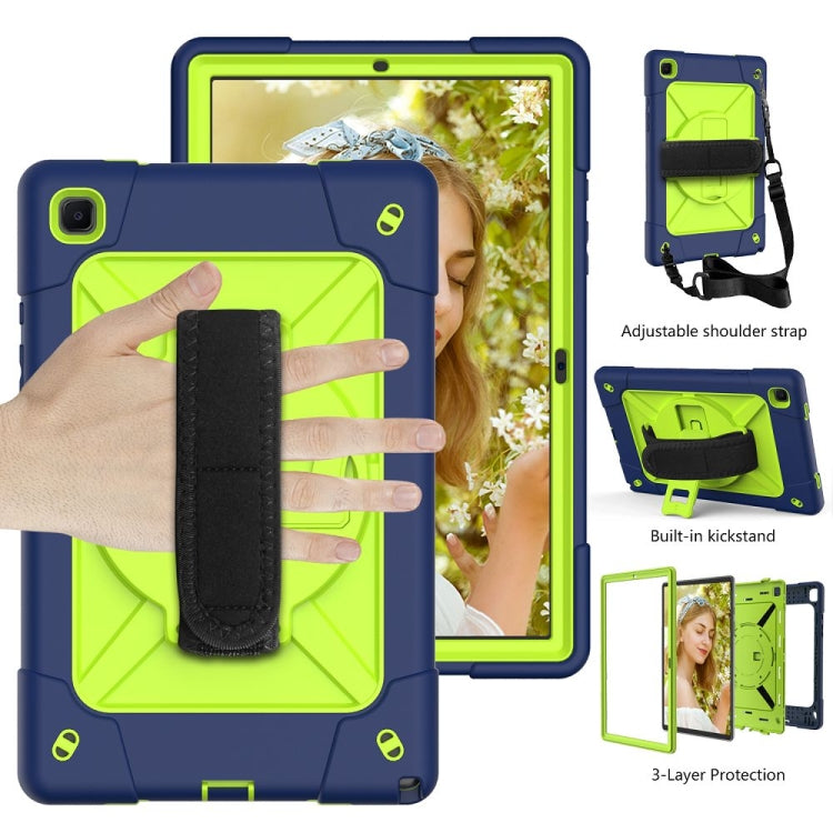 For Samsung Galaxy Tab A7 10.4 (2020) T500 Contrast Color Silicone + PC Combination Case with Holder(Navy Blue + Yellow-green) - Other Galaxy Tab PC by buy2fix | Online Shopping UK | buy2fix