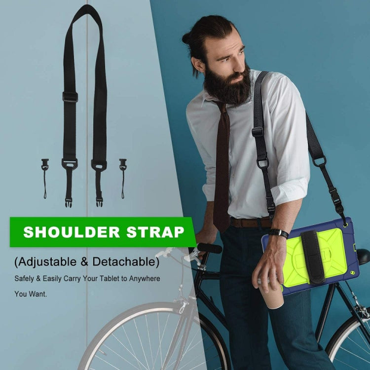 For Samsung Galaxy Tab A7 10.4 (2020) T500 Contrast Color Silicone + PC Combination Case with Holder(Navy Blue + Yellow-green) - Other Galaxy Tab PC by buy2fix | Online Shopping UK | buy2fix