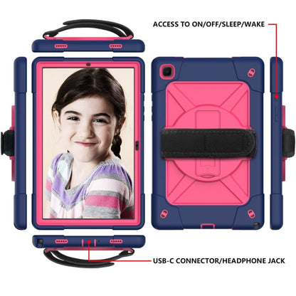 For Samsung Galaxy Tab A7 10.4 (2020) T500 Contrast Color Silicone + PC Combination Case with Holder(Navy Blue + Rose Red) - Other Galaxy Tab PC by buy2fix | Online Shopping UK | buy2fix