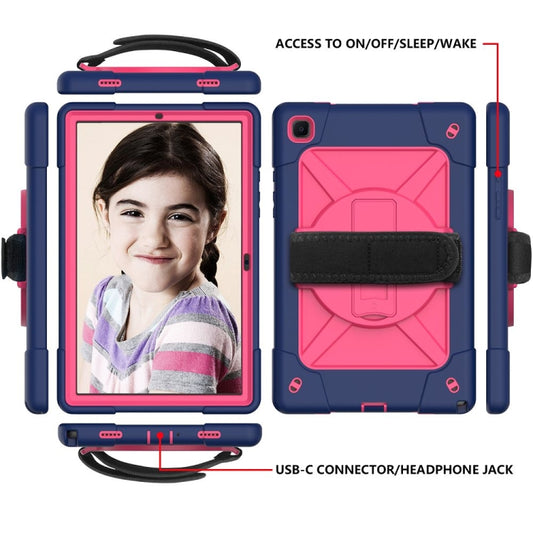 For Samsung Galaxy Tab A7 10.4 (2020) T500 Contrast Color Silicone + PC Combination Case with Holder(Navy Blue + Rose Red) - Other Galaxy Tab PC by buy2fix | Online Shopping UK | buy2fix