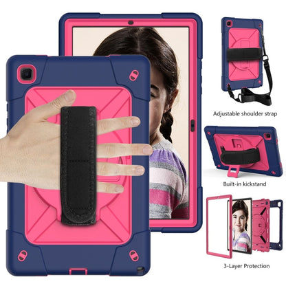 For Samsung Galaxy Tab A7 10.4 (2020) T500 Contrast Color Silicone + PC Combination Case with Holder(Navy Blue + Rose Red) - Other Galaxy Tab PC by buy2fix | Online Shopping UK | buy2fix