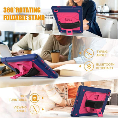 For Samsung Galaxy Tab A7 10.4 (2020) T500 Contrast Color Silicone + PC Combination Case with Holder(Navy Blue + Rose Red) - Other Galaxy Tab PC by buy2fix | Online Shopping UK | buy2fix