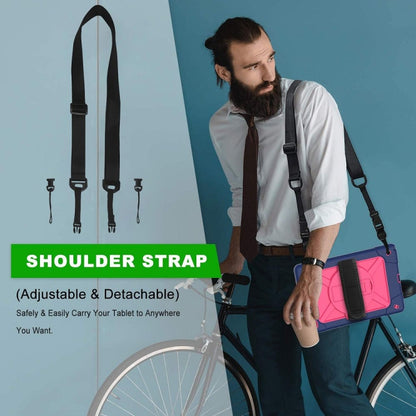 For Samsung Galaxy Tab A7 10.4 (2020) T500 Contrast Color Silicone + PC Combination Case with Holder(Navy Blue + Rose Red) - Other Galaxy Tab PC by buy2fix | Online Shopping UK | buy2fix