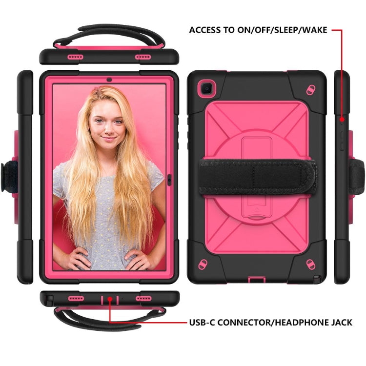 For Samsung Galaxy Tab A7 10.4 (2020) T500 Contrast Color Silicone + PC Combination Case with Holder(Black + Rose Red) - Other Galaxy Tab PC by buy2fix | Online Shopping UK | buy2fix