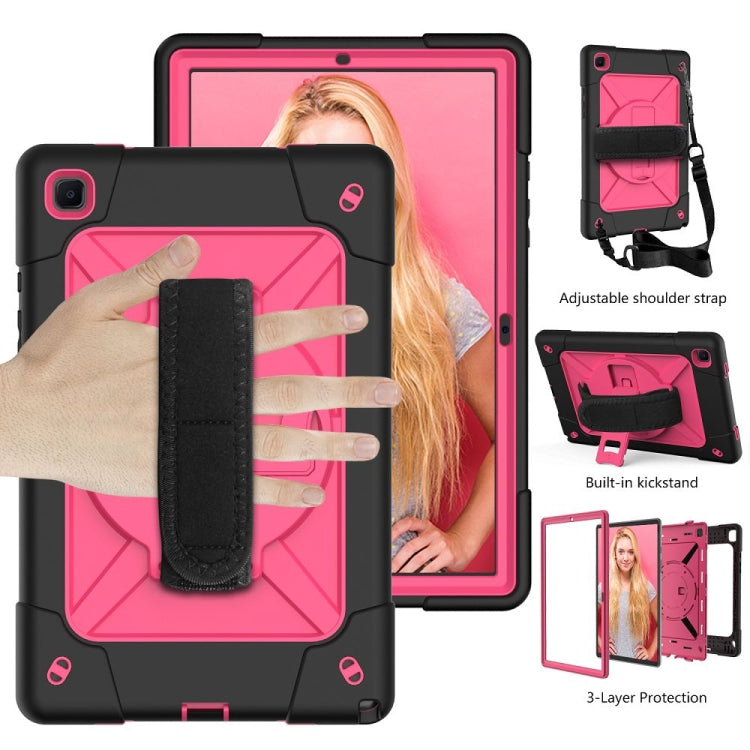 For Samsung Galaxy Tab A7 10.4 (2020) T500 Contrast Color Silicone + PC Combination Case with Holder(Black + Rose Red) - Other Galaxy Tab PC by buy2fix | Online Shopping UK | buy2fix