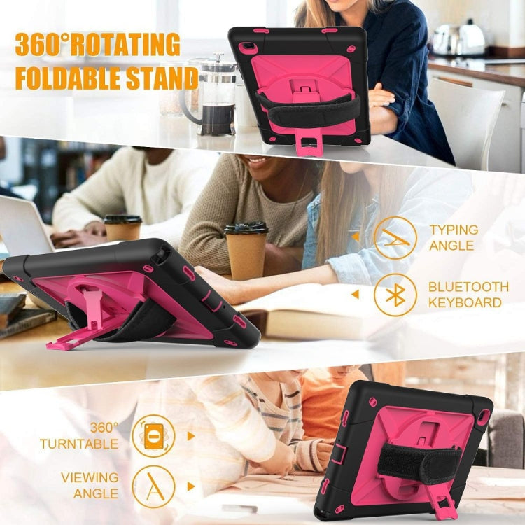 For Samsung Galaxy Tab A7 10.4 (2020) T500 Contrast Color Silicone + PC Combination Case with Holder(Black + Rose Red) - Other Galaxy Tab PC by buy2fix | Online Shopping UK | buy2fix