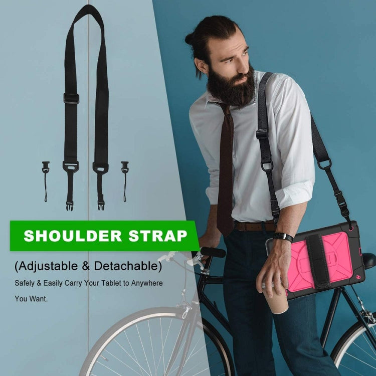 For Samsung Galaxy Tab A7 10.4 (2020) T500 Contrast Color Silicone + PC Combination Case with Holder(Black + Rose Red) - Other Galaxy Tab PC by buy2fix | Online Shopping UK | buy2fix