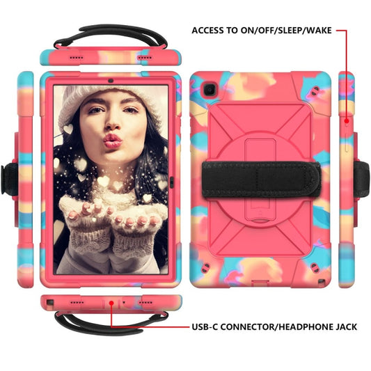 For Samsung Galaxy Tab A7 10.4 (2020) T500 Contrast Color Silicone + PC Combination Case with Holder(Camouflage Rose Red) - Other Galaxy Tab PC by buy2fix | Online Shopping UK | buy2fix