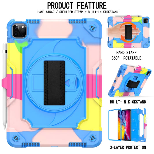 360 Degree Rotation Turntable Contrast Color Robot Shockproof Silicone + PC Protective Case with Holder For iPad Air 2022 / 2020 10.9 / Pro 11 (2020)(Colorful + Blue) - iPad Air (2022) / (2020) 10.9 Cases by buy2fix | Online Shopping UK | buy2fix