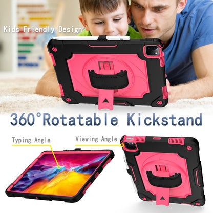360 Degree Rotation Turntable Contrast Color Robot Shockproof Silicone + PC Protective Case with Holder For iPad Air 2022 / 2020 10.9 / Pro 11 (2020)(Black + Rose Red) - iPad Air (2022) / (2020) 10.9 Cases by buy2fix | Online Shopping UK | buy2fix