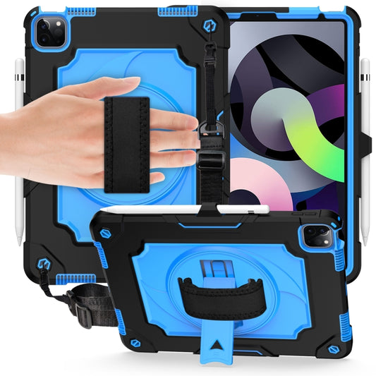 360 Degree Rotation Turntable Contrast Color Robot Shockproof Silicone + PC Protective Case with Holder For iPad Air 2022 / 2020 10.9 / Pro 11 (2020)(Black + Blue) - iPad Air (2022) / (2020) 10.9 Cases by buy2fix | Online Shopping UK | buy2fix