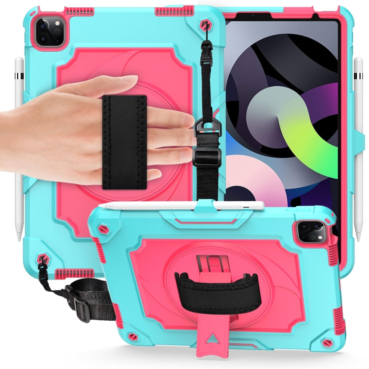 360 Degree Rotation Turntable Contrast Color Robot Shockproof Silicone + PC Protective Case with Holder For iPad Air 2022 / 2020 10.9 / Pro 11 (2020)(Mint Green + Rose Red) - iPad Air (2022) / (2020) 10.9 Cases by buy2fix | Online Shopping UK | buy2fix