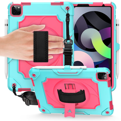 360 Degree Rotation Turntable Contrast Color Robot Shockproof Silicone + PC Protective Case with Holder For iPad Air 2022 / 2020 10.9 / Pro 11 (2020)(Mint Green + Rose Red) - iPad Air (2022) / (2020) 10.9 Cases by buy2fix | Online Shopping UK | buy2fix