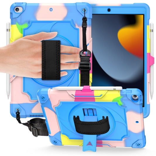 360 Degree Rotation Turntable Contrast Color Robot Shockproof Silicone + PC Protective Case with Holder For iPad 10.2 / 10.2 (2020) / Pro 10.5(Colorful + Blue) - iPad Air (2022) / (2020) 10.9 Cases by buy2fix | Online Shopping UK | buy2fix