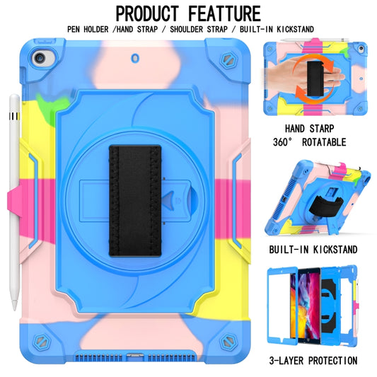 360 Degree Rotation Turntable Contrast Color Robot Shockproof Silicone + PC Protective Case with Holder For iPad 10.2 / 10.2 (2020) / Pro 10.5(Colorful + Blue) - iPad Air (2022) / (2020) 10.9 Cases by buy2fix | Online Shopping UK | buy2fix