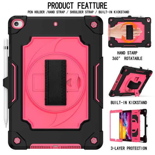 360 Degree Rotation Turntable Contrast Color Robot Shockproof Silicone + PC Protective Case with Holder For iPad 10.2 / 10.2 (2020) / Pro 10.5(Black + Rose Red) - iPad Air (2022) / (2020) 10.9 Cases by buy2fix | Online Shopping UK | buy2fix