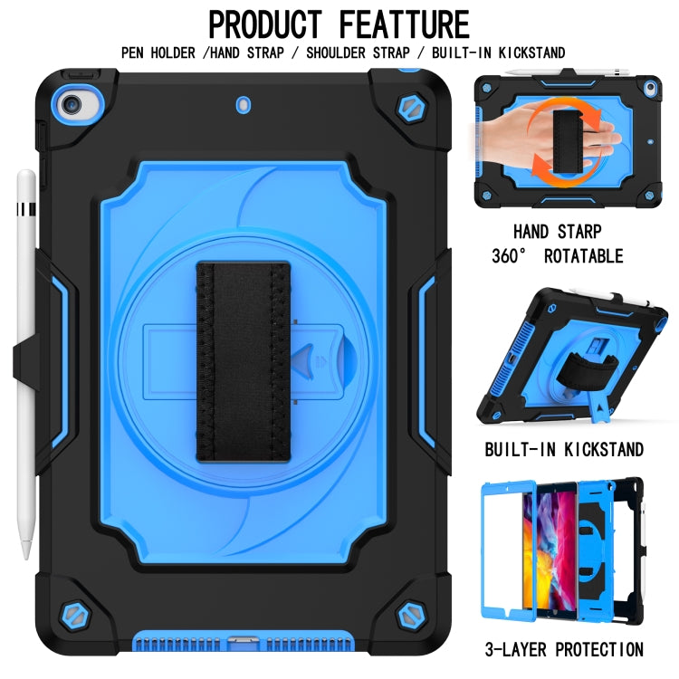 360 Degree Rotation Turntable Contrast Color Robot Shockproof Silicone + PC Protective Case with Holder For iPad 10.2 / 10.2 (2020) / Pro 10.5(Black + Blue) - iPad Air (2022) / (2020) 10.9 Cases by buy2fix | Online Shopping UK | buy2fix
