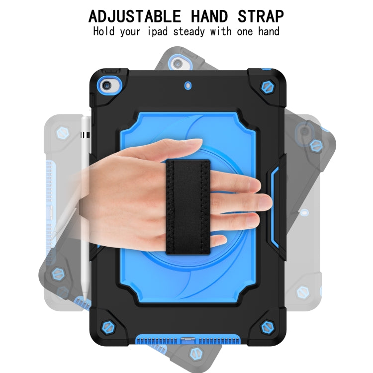 360 Degree Rotation Turntable Contrast Color Robot Shockproof Silicone + PC Protective Case with Holder For iPad 10.2 / 10.2 (2020) / Pro 10.5(Black + Blue) - iPad Air (2022) / (2020) 10.9 Cases by buy2fix | Online Shopping UK | buy2fix