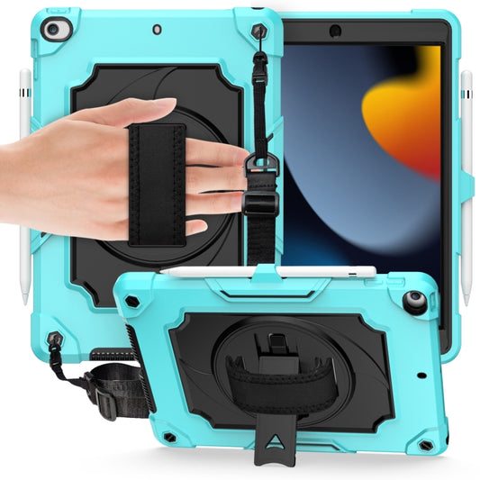 360 Degree Rotation Turntable Contrast Color Robot Shockproof Silicone + PC Protective Case with Holder For iPad 10.2 / 10.2 (2020) / Pro 10.5(Mint Green + Black) - iPad Air (2022) / (2020) 10.9 Cases by buy2fix | Online Shopping UK | buy2fix
