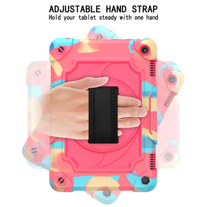 For Amazon Kindle Fire HD 8 2020 360 Degree Rotation Turntable Contrast Color Robot Shockproof Silicone + PC Protective Case with Holder(Colorful + Rose Red) - Amazon by buy2fix | Online Shopping UK | buy2fix