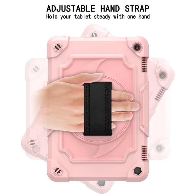 For Amazon Kindle Fire HD 8 2020 360 Degree Rotation Turntable Contrast Color Robot Shockproof Silicone + PC Protective Case with Holder(Rose Gold) - Amazon by buy2fix | Online Shopping UK | buy2fix
