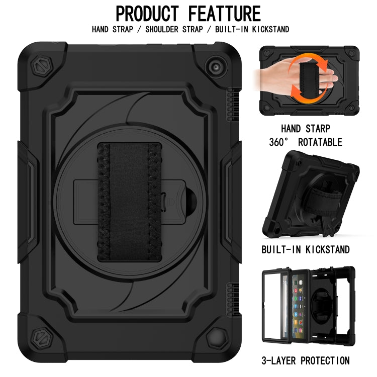 For Amazon Kindle Fire HD 8 2020 360 Degree Rotation Turntable Contrast Color Robot Shockproof Silicone + PC Protective Case with Holder(Black) - Amazon by buy2fix | Online Shopping UK | buy2fix
